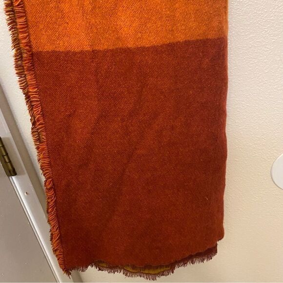 ZARA ACCESSORIES color blocked fall Orange Gold copper Oversized Scarf 31x78” - Picture 3 of 12